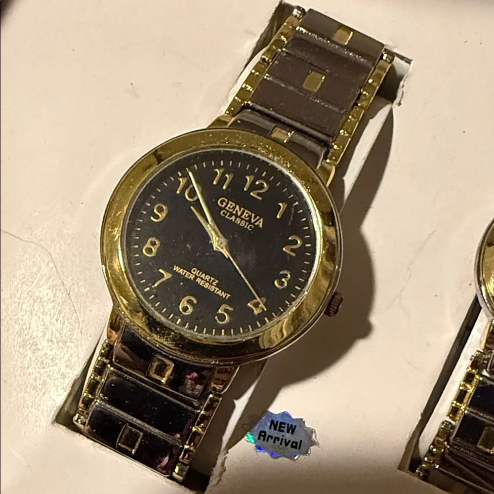 Geneva Men's and Women’s Gold and Silver Watch Duo